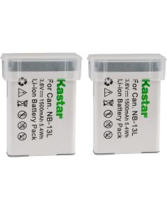[Fully Decoded] Kastar Battery (2-Pack) for Canon NB-13L NB13L CB-2LH and Canon PowerShot G5 X, G7 X, G7 X Mark II, G9 X, G9 X Mark II, PowerShot SX620 HS, SX720 HS, SX730 HS, G1 X Mark III Camera