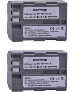 Batmax 2Pack High Capacity EN-EL3e Replacement Batteries for Nikon EN-EL3e and Nikon D50, D70, D70s, D80, D90, D100, D200, D300, D300S, D700 Camera