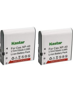 Kastar Battery (2-Pack) for Cas NP-40 & Cas Exilim EX-Z1000 EX-Z1050 EX-Z1080 EX-Z1200 EX-Z200 EX-Z30 EX-Z300 EX-Z40 EX-Z450 EX-Z50 EX-Z500 EX-Z55 EX-Z57 PRO EX-Z600 PRO EX-Z700 EX-Z750 EX-Z850