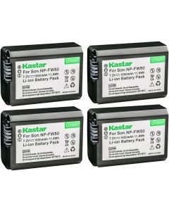 Kastar 4-Pack NP-FW50 Battery Replacement for Sony a6000, ILCE-6100, Alpha 6100, a6100, ILCE-6300, Alpha 6300, a6300, ILCE-6400, Alpha 6400, a6400, ILCE-6500, Alpha 6500, a6500, ILCE-7 Camera