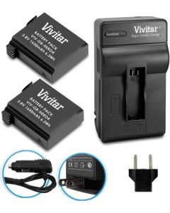 Vivitar VIV-GB2Q-HERO4 2 Pack Batteries and Charger Kit, Black Silver Edition for GoPro HERO4 (AHDBT-401)
