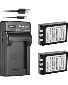 Kastar Battery (X2) & Slim USB Charger for Olympus LI-10B, LI-12B and Olympus Stylus 300, 400, 500, 600, 800, C-50, 60, 70, 470, 760, 770, 5000, Camedia Series, Sanyo Xacti Series Camera