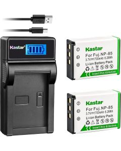 Kastar Battery (X2) & LCD Slim USB Charger for Fujifilm NP-85, BC-85, FNP85, NP85 and Fujifilm FinePix S1, FinePix SL240, FinePix SL260, FinePix SL280, FinePix SL300, FinePix SL305, FinePix SL1000