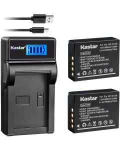 Kastar Battery (X2) & Slim LCD USB Charger for Fujifilm NP-W126 NP-W126S and FUJIFILM X-Pro2 X-Pro1 X-T2 X-TX-T10 X-E2S X-E2 X-E1 X-M1 X-A10 X-A3 X-A2 X-A1, FinePix HS50EXR HS30EXR HS33EXR Cameras