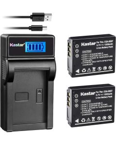 Kastar Battery (X2) & Slim LCD Charger Replacement for Panasonic CGA-S007, CGA-S007A, CGR-S007, CGAS007 and Panasonic DMC-TZ1 DMC-TZ2 DMC-TZ3 DMC-TZ4 DMC-TZ5 DMC-TZ11 DMC-TZ15 DMC-TZ50 Digital Camera