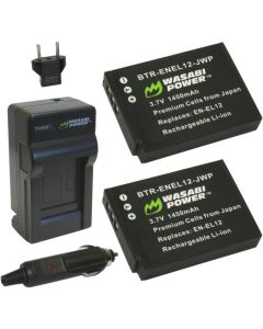 Wasabi Power Battery (2-Pack) and Charger for Nikon EN-EL12 and Nikon Coolpix AW100, AW100s, AW110, AW110s, P300, P310, P330, S31, S70, S610, S620, S630, S640, S800c, S1000pj, S1100pj, S1200pj, S6000, S6100, S6150, S6200, S6300, S8000, S8100, S8200, S905