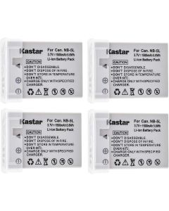 Kastar NB-5L Battery (4-Pack) for Canon NB-5L, CB-2LXE work with Canon PowerShot S100, PowerShot S110, PowerShot SD700 IS, PowerShot SD790 IS, PowerShot SD800 IS, PowerShot SD850 IS, PowerShot SD870 IS, PowerShot SD880 IS, PowerShot SD890 IS, PowerShot S