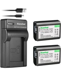 Kastar Battery (X2) & Slim USB Charger for NP-FW50 and Sony Alpha 6300 Alpha 6500 ILCE-QX1 Alpha 7 7R 7R II 7S a7R a7S a7R II a5000 a5100 a6000 a6300 NEX-7 DSC-RX10 DSC-RX10 II III 7SM2 ILCE-7R 7S