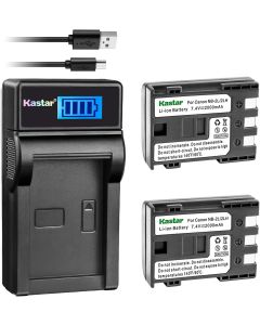 Kastar Battery (X2) & LCD Slim USB Charger for Canon NB-2L NB-2LH NB-2L12 NB-2L14 NB-2L24 BP-2L5 BP-2LH and Canon EOS Digital Rebel XT Xti Cameras