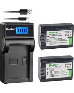 Kastar Battery (X2) & LCD USB Charger Replacement for Sony NP-FV50 NP-FV40 NP-FV30 CX220 CX230 CX290 CX330 CX380 CX430V CX900 PJ200 PJ230 PJ340 PJ380 PJ430V PJ540 PJ650V PV790V PJ810 TD30V AX100
