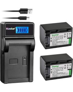 Kastar Battery (X2) & SLIM LCD Charger Replacement for Sony NP-FV70 NP-FH70 FV70 FH70 NPFV70 NPFH70 FV70 & FDR-AX53 HDR-CX675 HDR-CX455 HDR-CX900 TD30V HDR-PV710V HDR-PJ670 HDR-PJ810 HDR-TD30V FDR-AX33 FDR-AX100