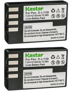 Kastar D-Li109 Battery (2-Pack) for Pentax D-Li109, DLI109 Work with Pentax K-R, K-30, K-50, K-500, KR, K30, K50, K500 Cameras