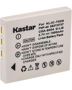 Kastar Compatible Battery 1-Pack Replacement for FNP-40, NP-40N, CGA-S004, CGA-S004A, CGA-S004E, CGR-S001B, DMW-BCB7, KLIC-7005, SLB-0737, SLB-0837, NP-40, D-Li8
