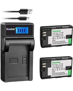 Kastar Battery (X2) + LCD Slim USB Charger for Canon LP-E6 LP-E6N, EOS 60D 60Da EOS 70D XC10 EOS 5D Mark II 5D Mark III 5D Mark IV, EOS 5DS 5DS R, EOS 6D 7D Mark II, BG-E14 BG-E13 BG-E11 BG-E9 BG-E7 B