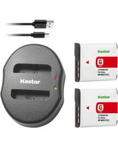 Kastar Battery (X2) & Dual USB Charger for Sony Cybershot DSC-HX5V, DSC-HX9V, DSC-W30, DSC-W35, DSC-W50, DSC-W55, DSC-W70, DSC-W80, DSC-W290, DSC-H10, H20, H50, H55, H70, H90 Battery+ More Cameras
