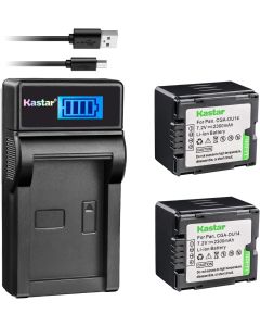 Kastar 2 Battery + LCD Charger Replacement for Panasonic CGA-DU14 NV-GS40 GS44 GS47 GS50 GS55 GS58 PV-GS150 GS200 GS300 GS320 GS400 GS500 SDR-H250 H280 VDR-D258 D300 D308 D310 D400 M74 M75 M95 M250