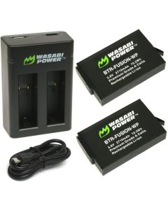 Wasabi Power Battery (2-Pack) and Dual USB Charger for GoPro Fusion and GoPro ASBBA-001
