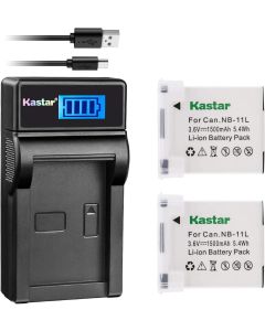 Kastar Battery (X2) & LCD Slim USB Charger for Canon NB-11L and PowerShot SX410 IS SX400 IS ELPH 170 IS 340 HS 320 HS 130HS 110 HS 1150 HS A2300 IS A2400 IS A2500 A2600 A3400 IS A3500 IS A4000 Cameras