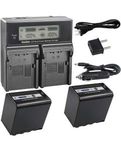 Kastar LCD Fast Charger + Battery 2x for Panasonic AG-VBR89G AG-VBR59 AG-VBR118G AG-BRD50 AG-B23 AG-DVX200 AG-AC8 AG-AC90A AG-DVC30 AG-HPX250 HPX255 AJ-PX230 AJ-PX270 AJ-PX298 AJ-PG50 HC-MDH2 HC-X1000