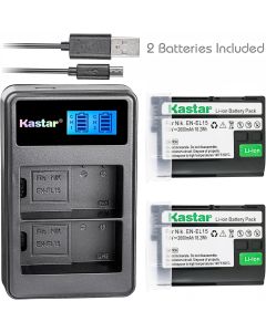 Kastar Battery 2 Pack + Dual LCD USB Charger for Nik EN-EL15 ENEL15 & Nik 1 V1, D500, D600, D610, D750, D800, D7000, D7100, D800, D800E DSLR Camera, MB-D11, MB-D12, MB-D14, MB-D15, MB-D16 Grip