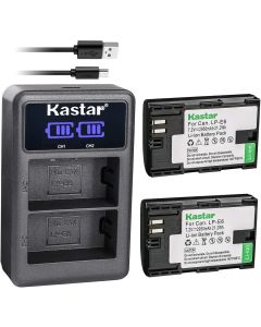 Kastar Battery X2 + LCD Charger Replacement for Canon LP-E6 LP-E6N EOS 60D 60Da 70D 80D 90D XC10 5D Mark II 5D Mark III 5D Mark IV, EOS 5DS 5DS R, EOS 6D 7D Mark II, BG-E14 BG-E13 BG-E11 BG-E9 BG-E6