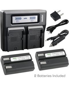 Kastar Fast Dual LCD Charger + 2X Battery for Nikon EN-EL1, Konica Minolta NP-800 and Nikon Cooipix 4300 4500 4800 Coolpix 5000 5400 5700 8700 775 880 885 995 E880, Konica Minota DG-5W Dimage A200